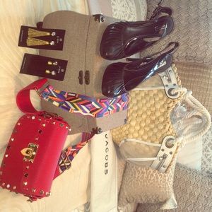 J. Crew earrings - gold and black beaded tassels